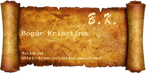 Bogár Krisztina névjegykártya